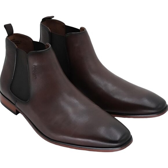 Tommy Hilfiger Men\'s Sesame Chelsea Dress Boots Dark Brown 13M